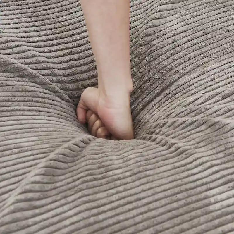Divano componibile con 4 cuscini, moderno e lussuoso divano modulare componibile con chaise longue e pouf