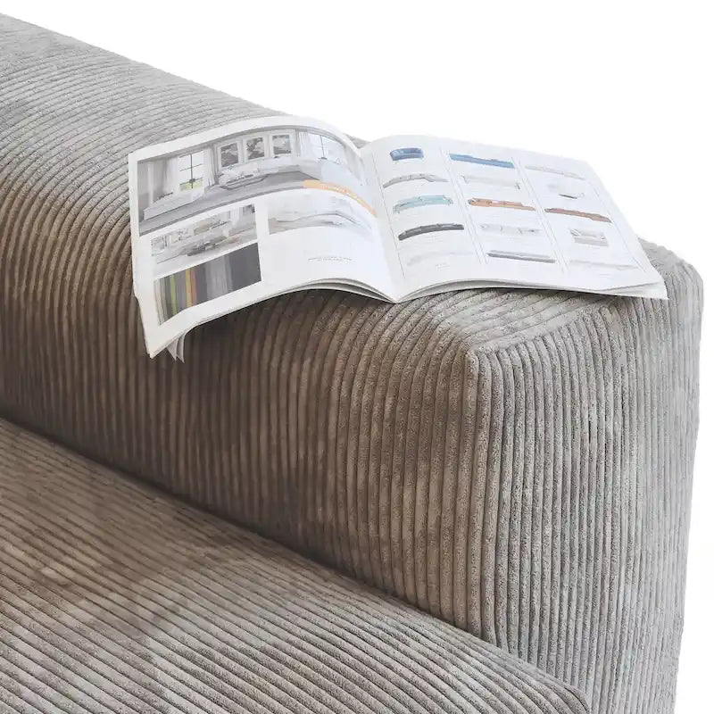 Divano componibile con 4 cuscini, moderno e lussuoso divano modulare componibile con chaise longue e pouf