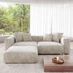 Divano componibile con 4 cuscini, moderno e lussuoso divano modulare componibile con chaise longue e pouf