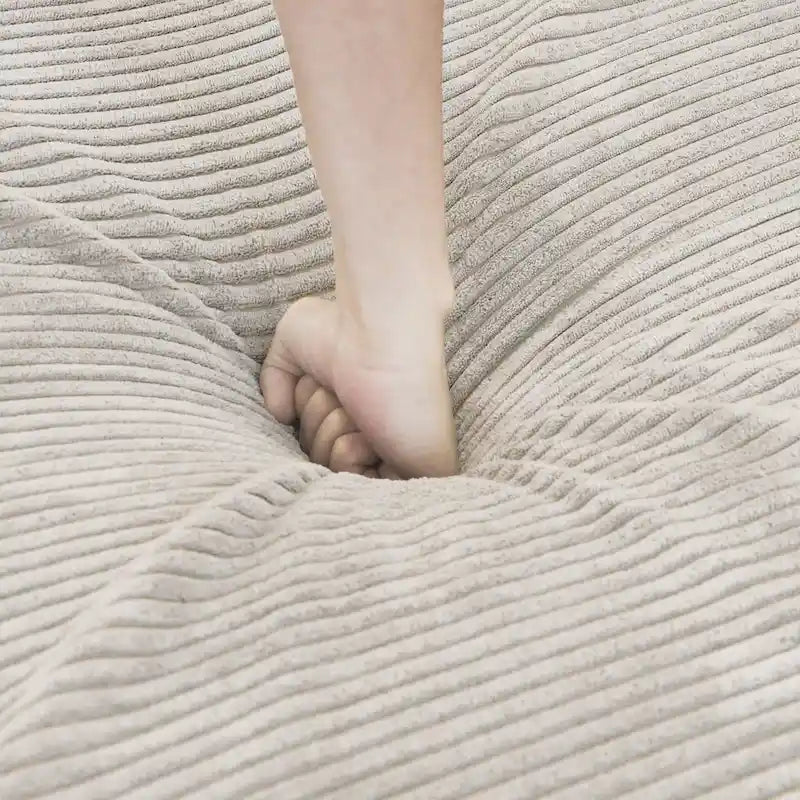 Divano componibile con 4 cuscini, moderno e lussuoso divano modulare componibile con chaise longue e pouf
