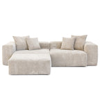 Divano componibile con 4 cuscini, moderno e lussuoso divano modulare componibile con chaise longue e pouf