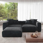 Divano componibile con 4 cuscini, moderno e lussuoso divano modulare componibile con chaise longue e pouf