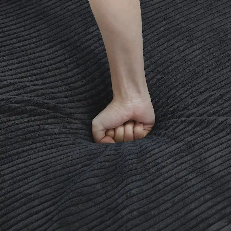 Divano componibile con 4 cuscini, moderno e lussuoso divano modulare componibile con chaise longue e pouf