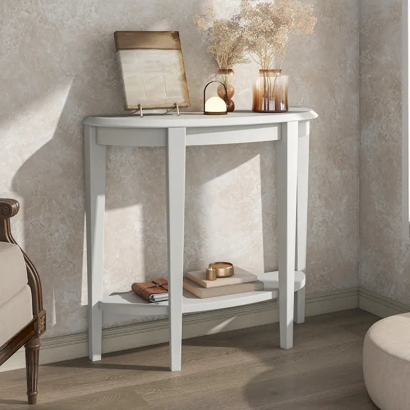 Console demi-lune décorative contemporaine marron à 1 étagère DH BASIC par Denhour