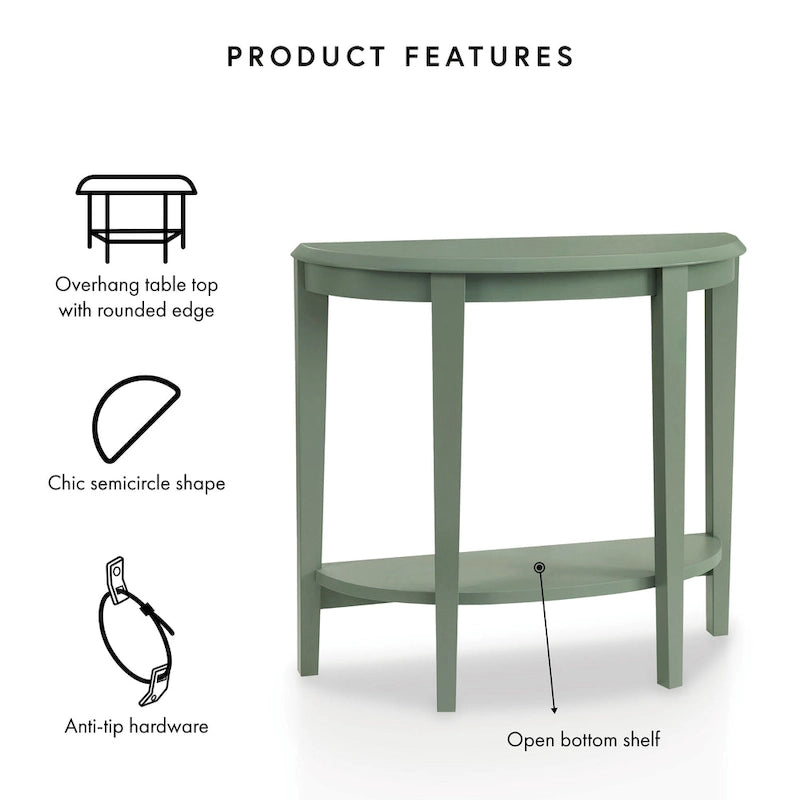 DH BASIC Tavolo Consolle Mezzaluna Decorativo a 1 Ripiano Marrone Contemporaneo di Denhour