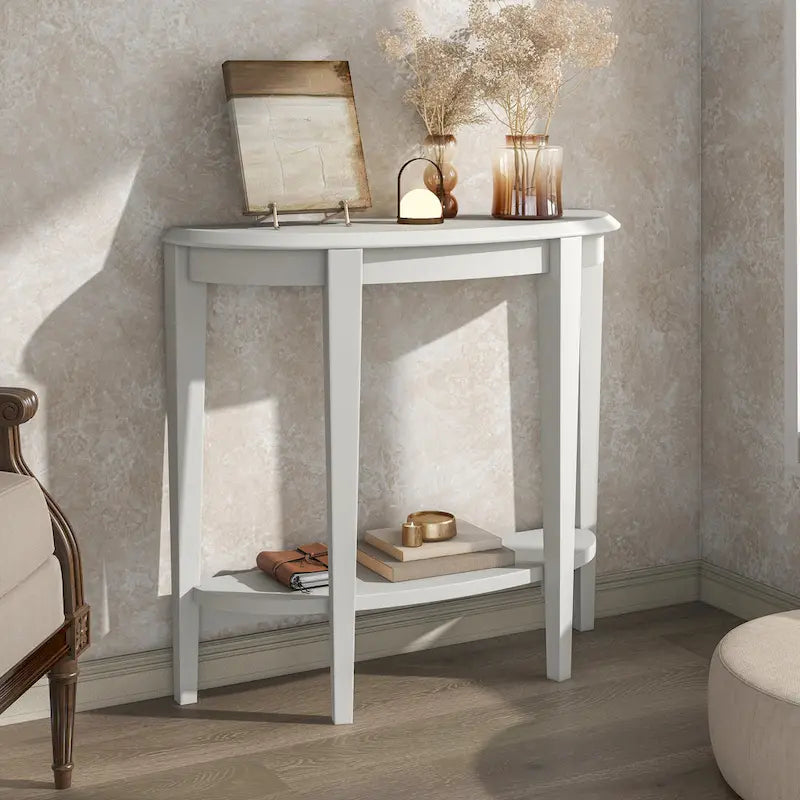 DH BASIC Tavolo Consolle Mezzaluna Decorativo a 1 Ripiano Marrone Contemporaneo di Denhour