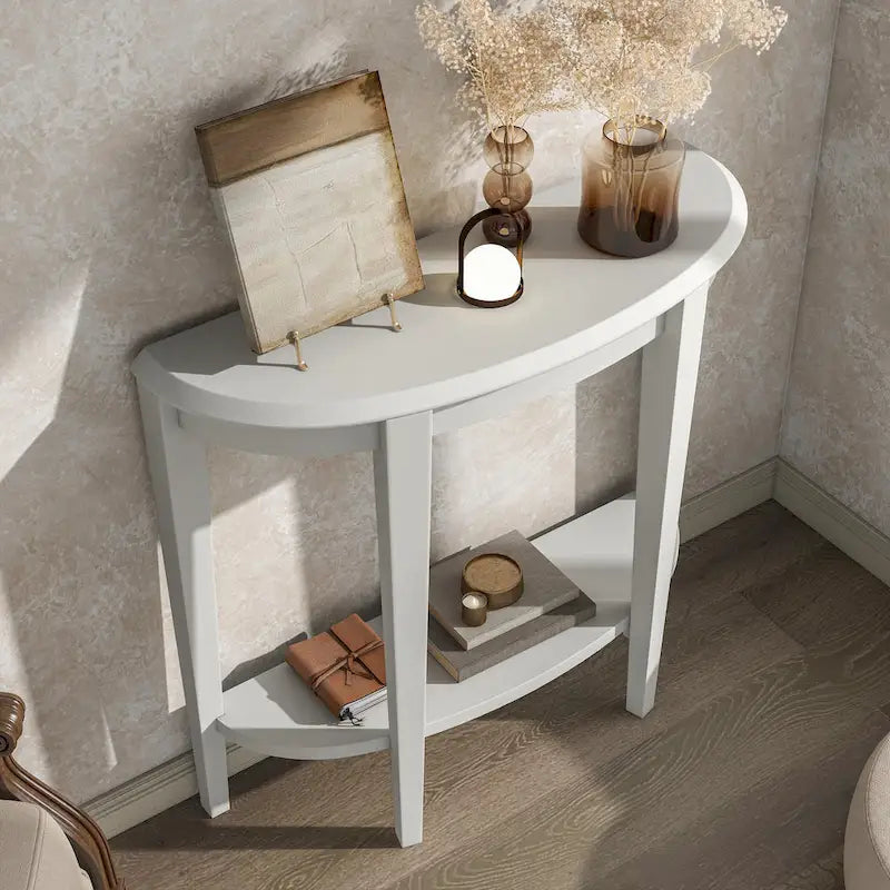 DH BASIC Tavolo Consolle Mezzaluna Decorativo a 1 Ripiano Marrone Contemporaneo di Denhour