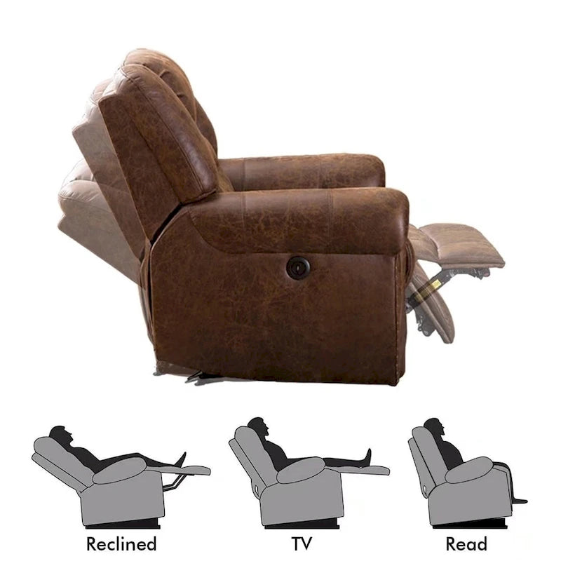 Poltrona reclinabile elettrica in pelle traspirante con porta USB per soggiorno e home theater