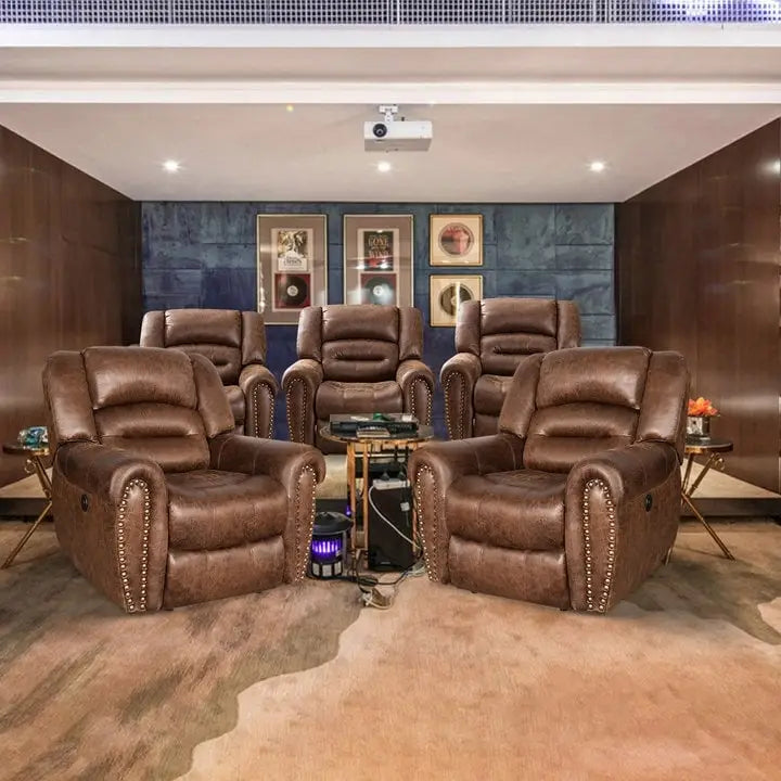 Poltrona reclinabile elettrica in pelle traspirante con porta USB per soggiorno e home theater