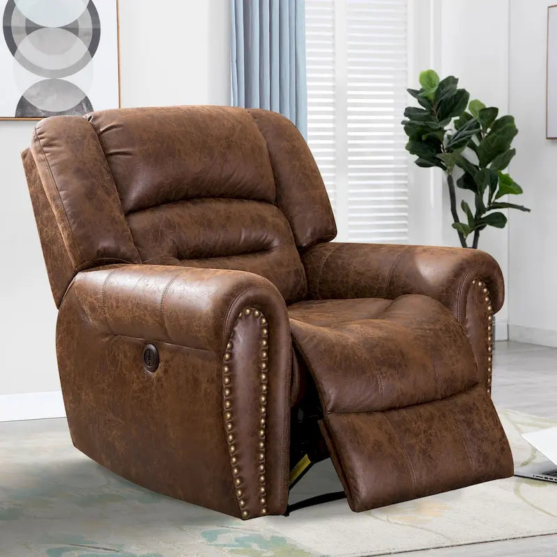 Poltrona reclinabile elettrica in pelle traspirante con porta USB per soggiorno e home theater