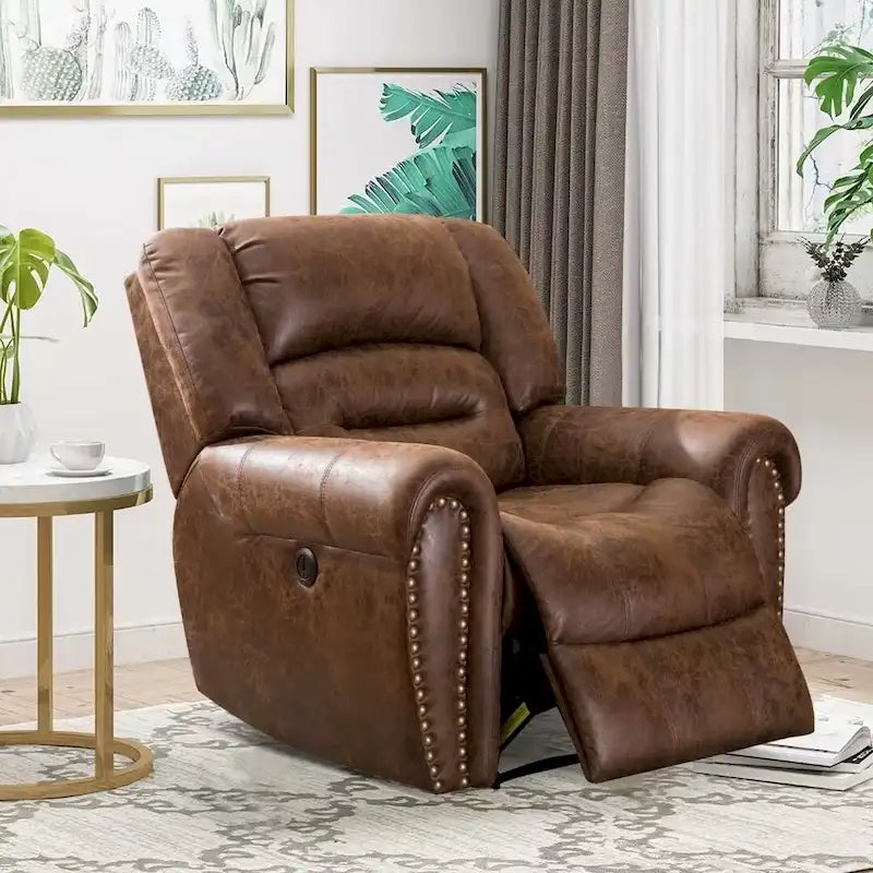 Poltrona reclinabile elettrica in pelle traspirante con porta USB per soggiorno e home theater