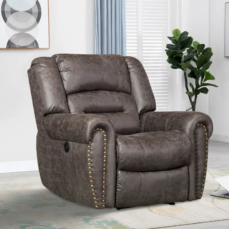 Poltrona reclinabile elettrica in pelle traspirante con porta USB per soggiorno e home theater