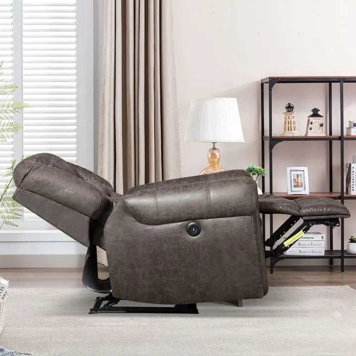 Poltrona reclinabile elettrica in pelle traspirante con porta USB per soggiorno e home theater