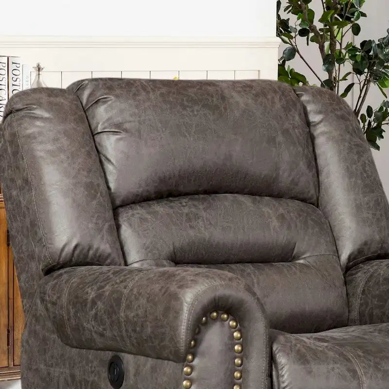 Poltrona reclinabile elettrica in pelle traspirante con porta USB per soggiorno e home theater
