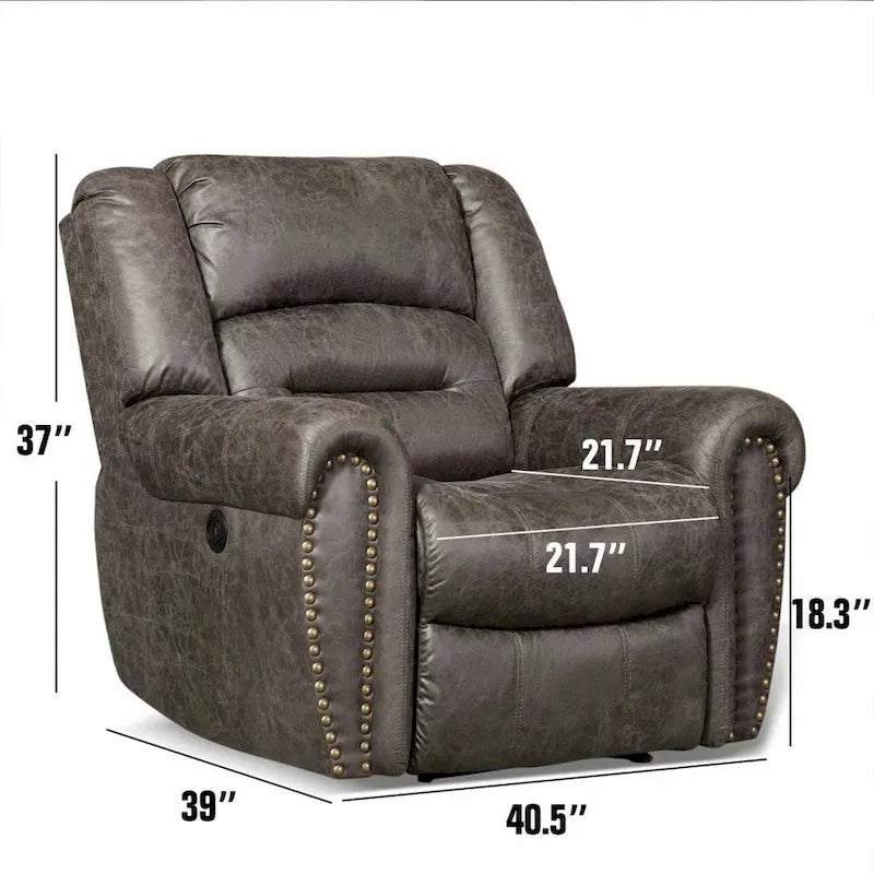 Poltrona reclinabile elettrica in pelle traspirante con porta USB per soggiorno e home theater