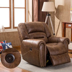 Poltrona reclinabile elettrica in pelle traspirante con porta USB per soggiorno e home theater