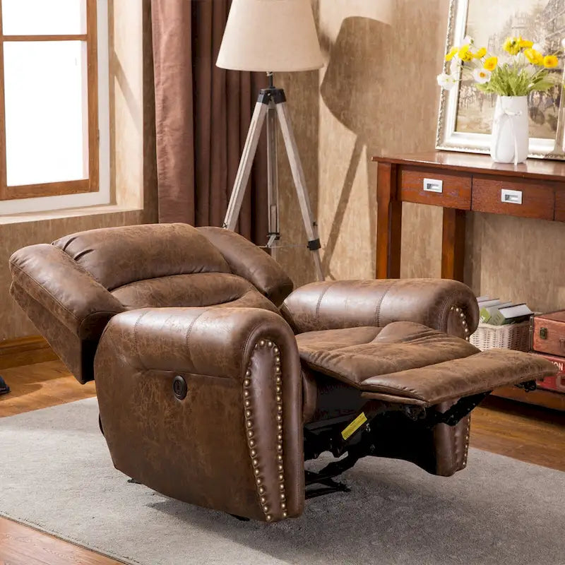 Poltrona reclinabile elettrica in pelle traspirante con porta USB per soggiorno e home theater