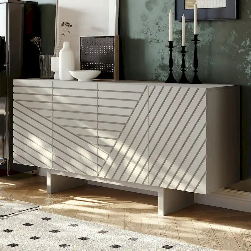 Bahut de buffet à 4 portes en bois de style milieu du siècle Clihome