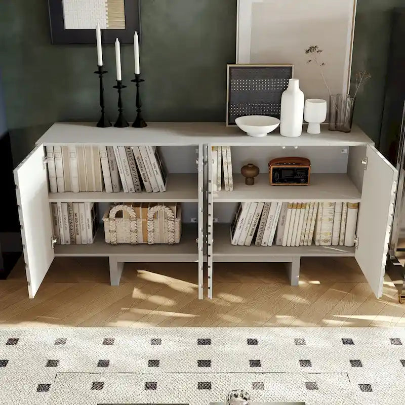 Bahut de buffet à 4 portes en bois de style milieu du siècle Clihome