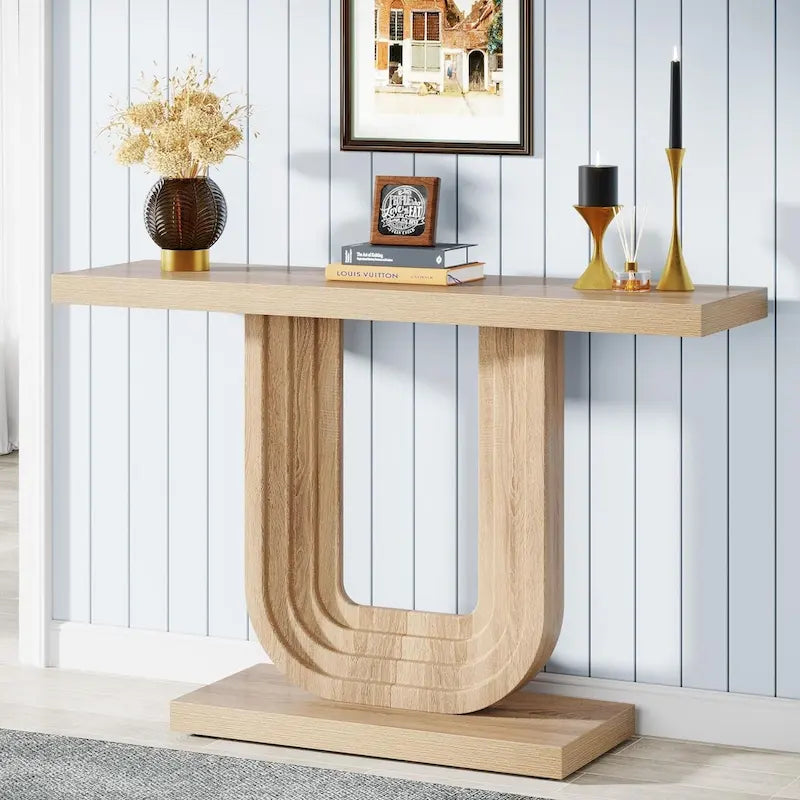 Consolle da Ingresso in Legno da 99 cm con Base Geometrica