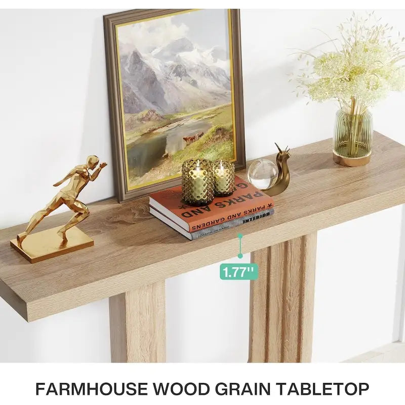 Consolle da Ingresso in Legno da 99 cm con Base Geometrica