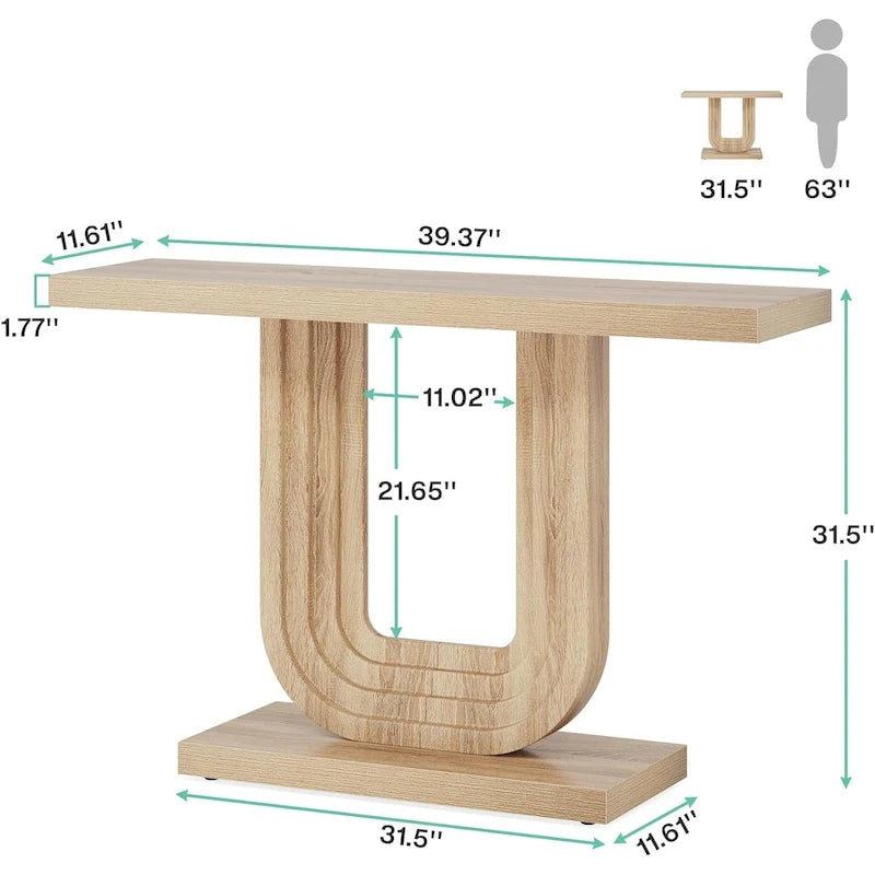 Consolle da Ingresso in Legno da 99 cm con Base Geometrica