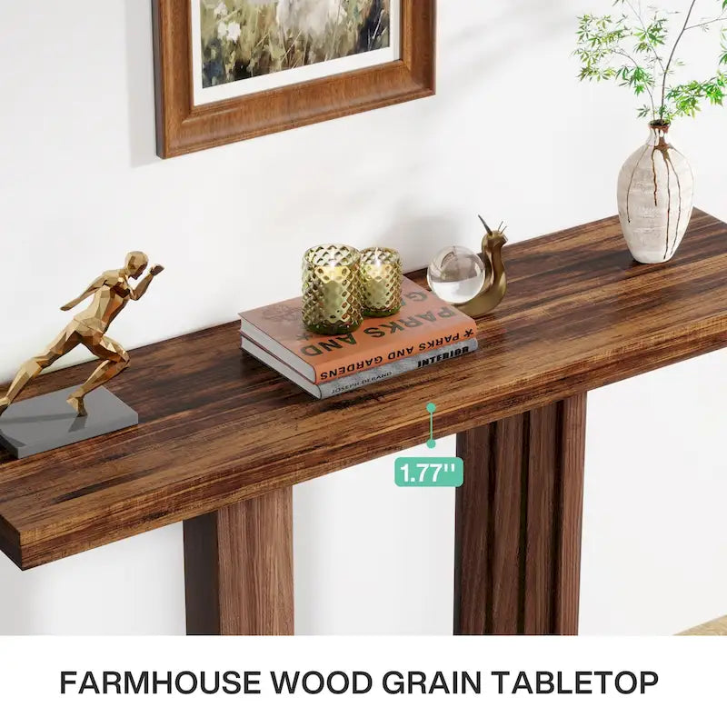 Consolle da Ingresso in Legno da 99 cm con Base Geometrica
