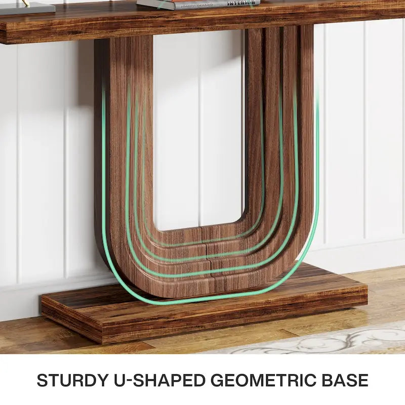 Consolle da Ingresso in Legno da 99 cm con Base Geometrica