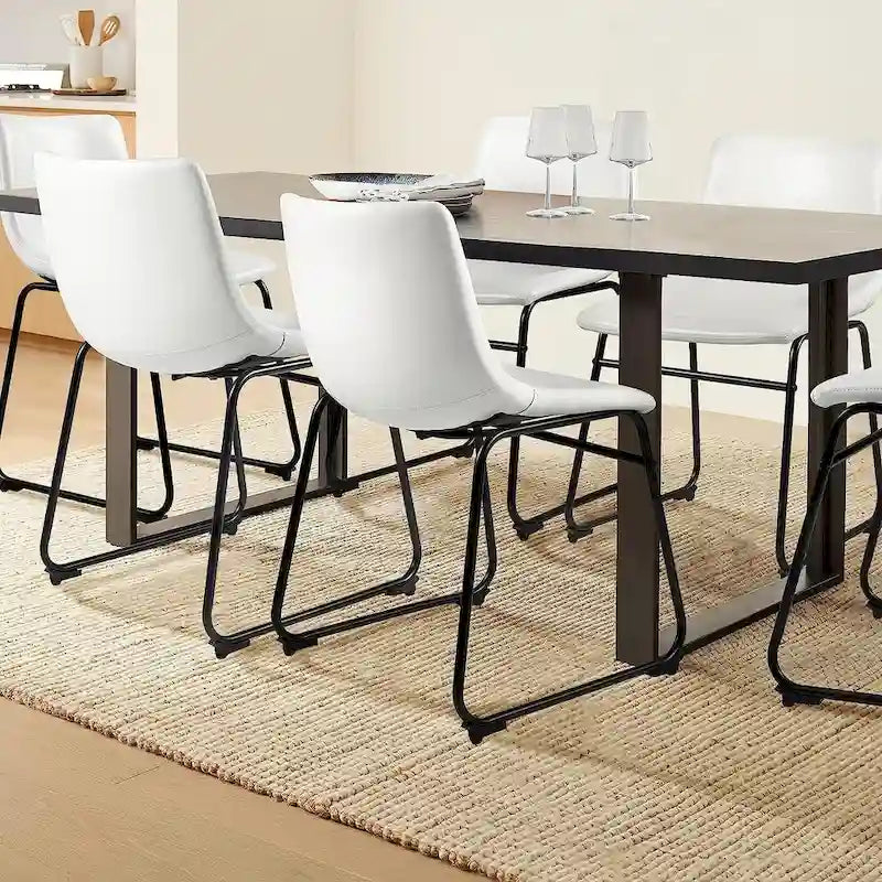 Bossin Sedie da pranzo in similpelle, set da 2, sedie da cucina e sala da pranzo da 18 pollici con schienale e gambe in metallo