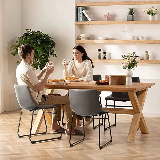 Bossin Sedie da pranzo in similpelle, set da 2, sedie da cucina e sala da pranzo da 18 pollici con schienale e gambe in metallo