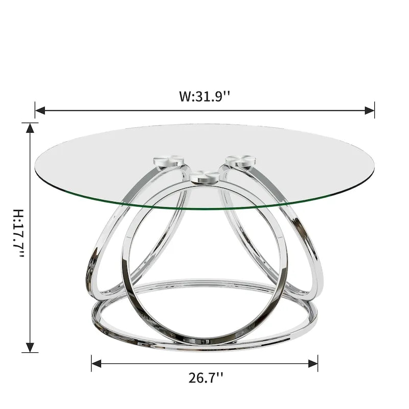 Tavolino da caffè rotondo contemporaneo con ripiano in vetro Myhozm
