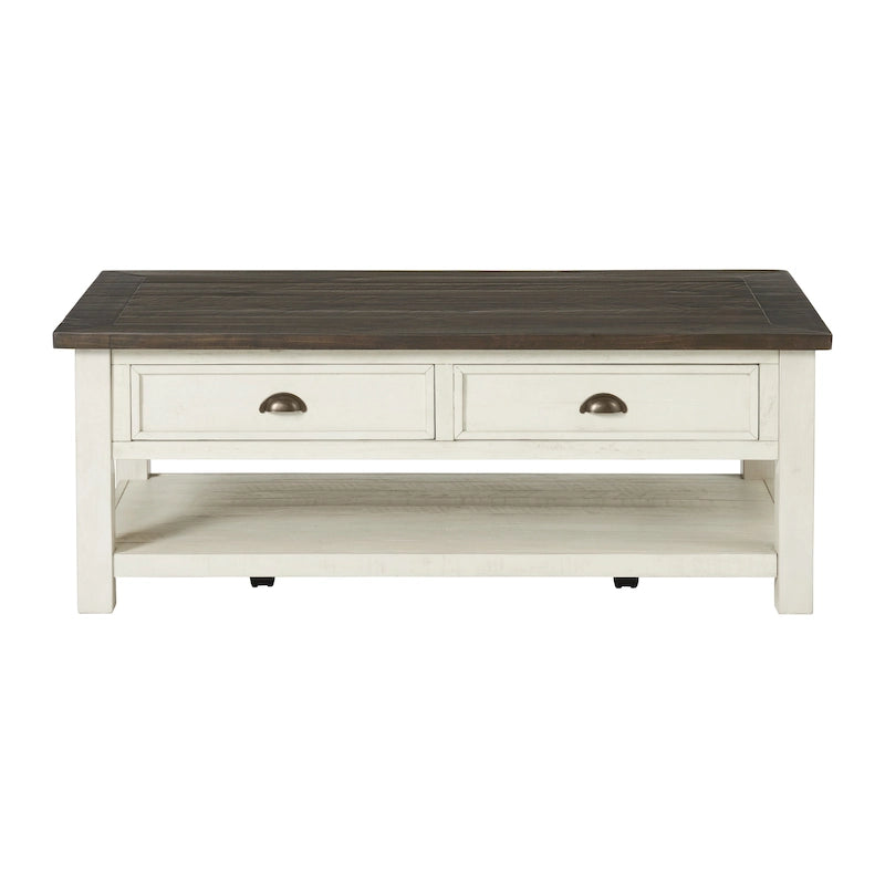 The Gray Barn Downington Table Basse à 2 Tiroirs en Bois Massif