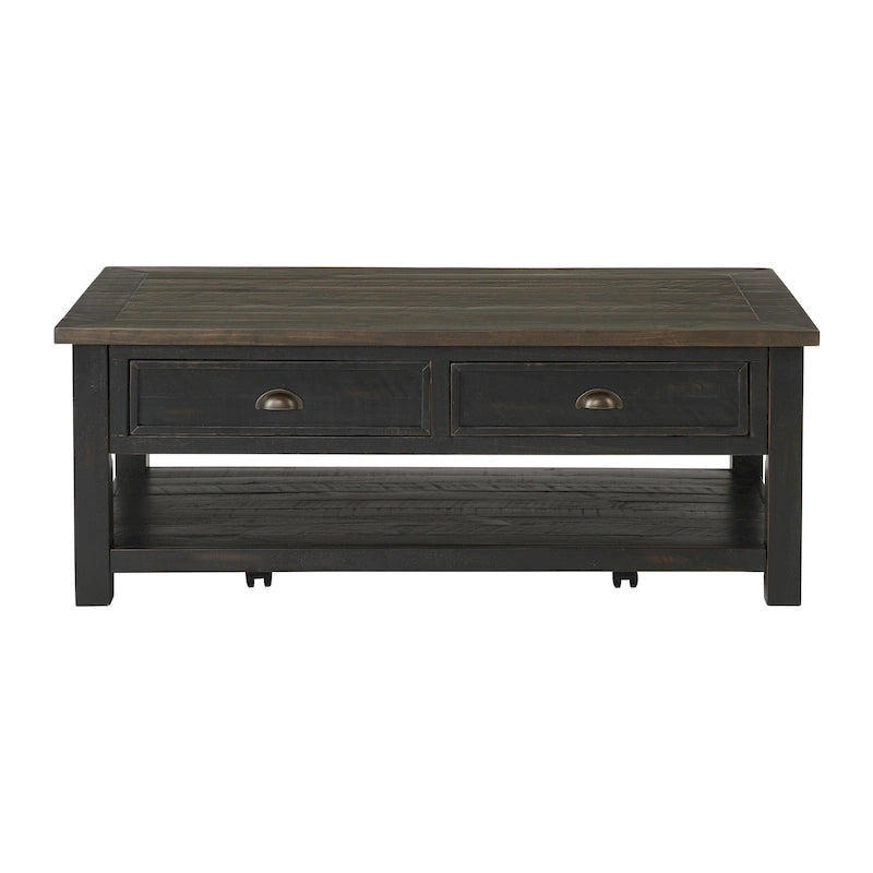 The Gray Barn Downington Table Basse à 2 Tiroirs en Bois Massif