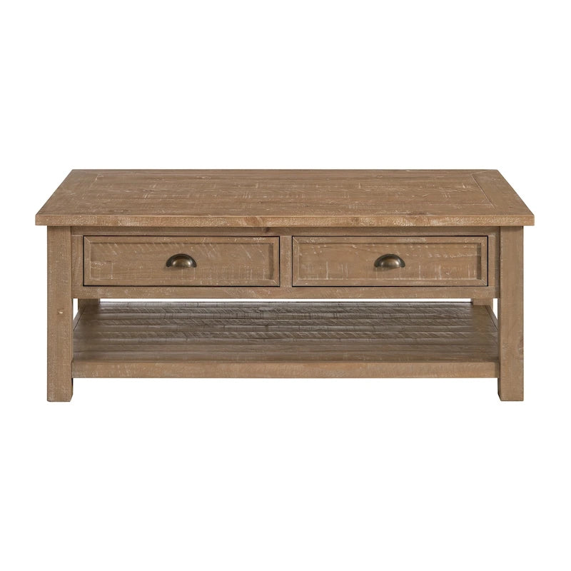 The Gray Barn Downington Table Basse à 2 Tiroirs en Bois Massif