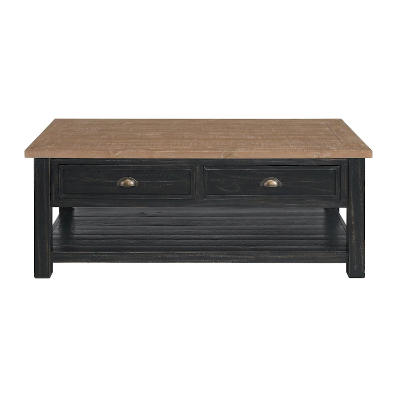 The Gray Barn Downington Table Basse à 2 Tiroirs en Bois Massif