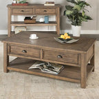 The Gray Barn Downington Table Basse à 2 Tiroirs en Bois Massif