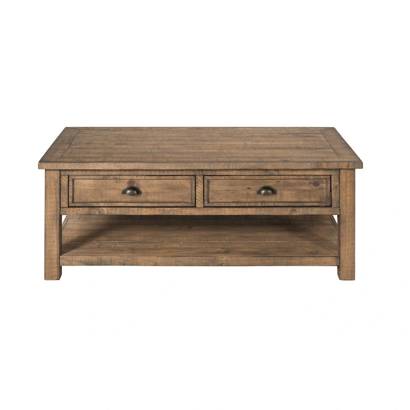 The Gray Barn Downington Table Basse à 2 Tiroirs en Bois Massif