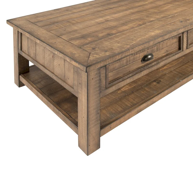 The Gray Barn Downington Table Basse à 2 Tiroirs en Bois Massif