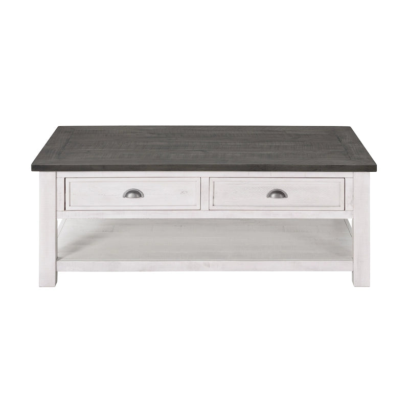 The Gray Barn Downington Table Basse à 2 Tiroirs en Bois Massif