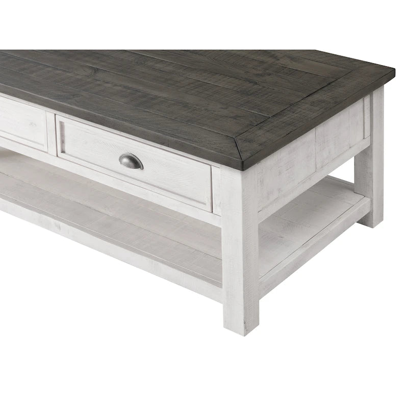 The Gray Barn Downington Table Basse à 2 Tiroirs en Bois Massif