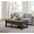 The Gray Barn Downington Table Basse à 2 Tiroirs en Bois Massif