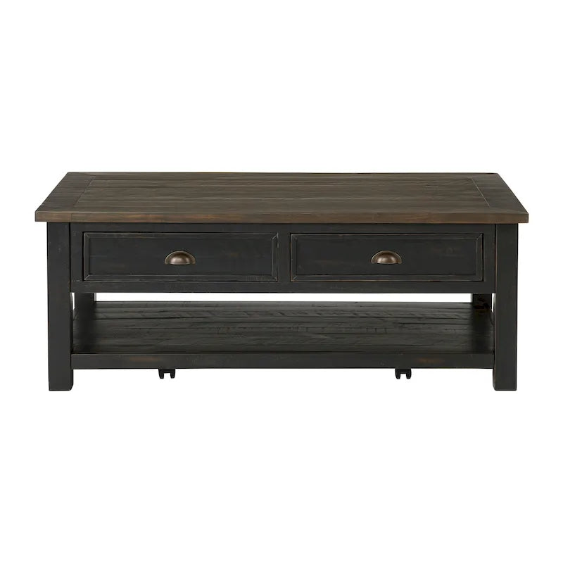 The Gray Barn Downington Table Basse à 2 Tiroirs en Bois Massif