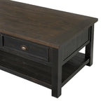 The Gray Barn Downington Table Basse à 2 Tiroirs en Bois Massif