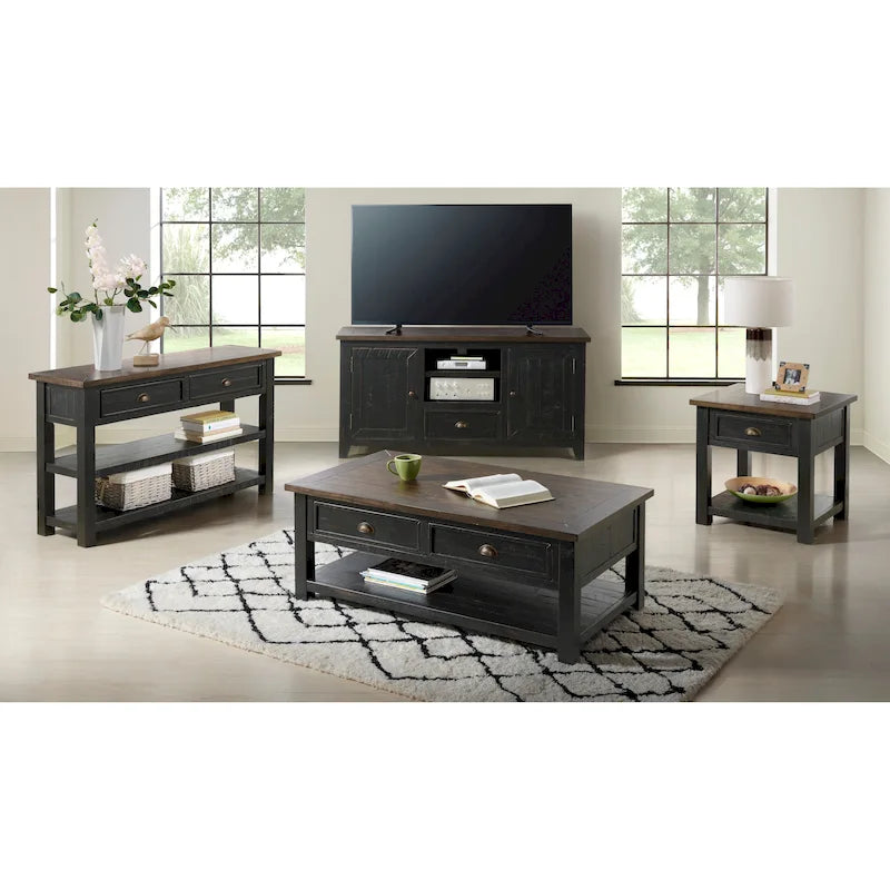 The Gray Barn Downington Table Basse à 2 Tiroirs en Bois Massif