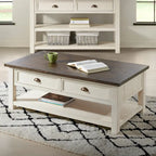 The Gray Barn Downington Table Basse à 2 Tiroirs en Bois Massif