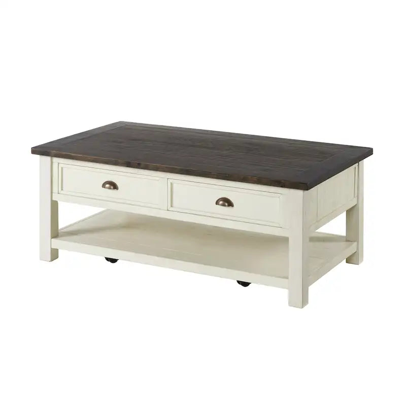 The Gray Barn Downington Table Basse à 2 Tiroirs en Bois Massif