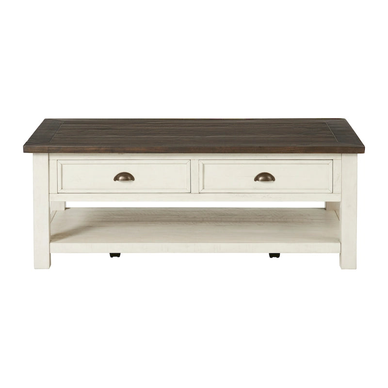 The Gray Barn Downington Table Basse à 2 Tiroirs en Bois Massif