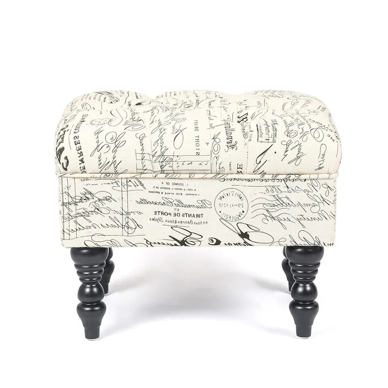 Adeco Ottoman Tabouret Repose-pieds capitonné Tissu Floral Coiffeuse