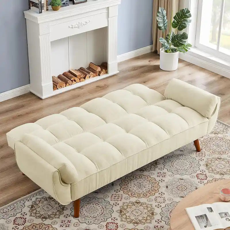 Canapé-Lit Futon 75.39 POUCES, Canapé-Lit Convertible Rembourré avec Dossier Inclinable Tufté et Divisé