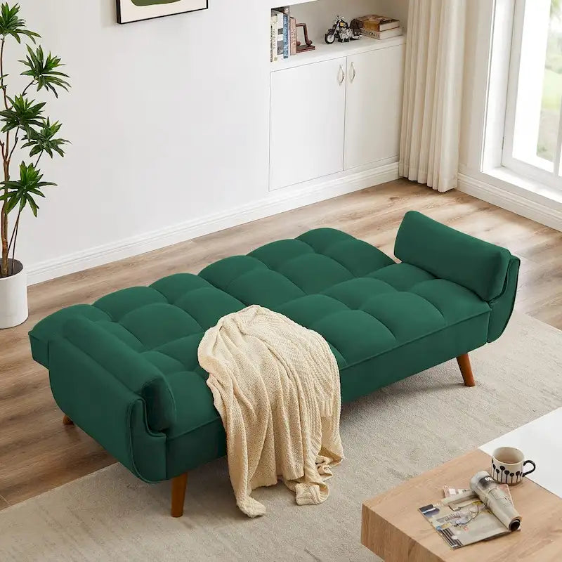 Canapé-Lit Futon 75.39 POUCES, Canapé-Lit Convertible Rembourré avec Dossier Inclinable Tufté et Divisé